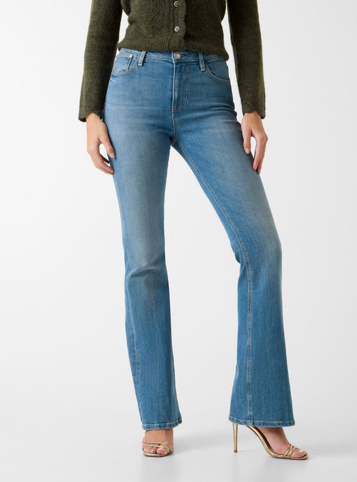 GUESS Womens High-Rise Sexy Flare Jeans in Medium Wash W6RA0LD6882 Front View