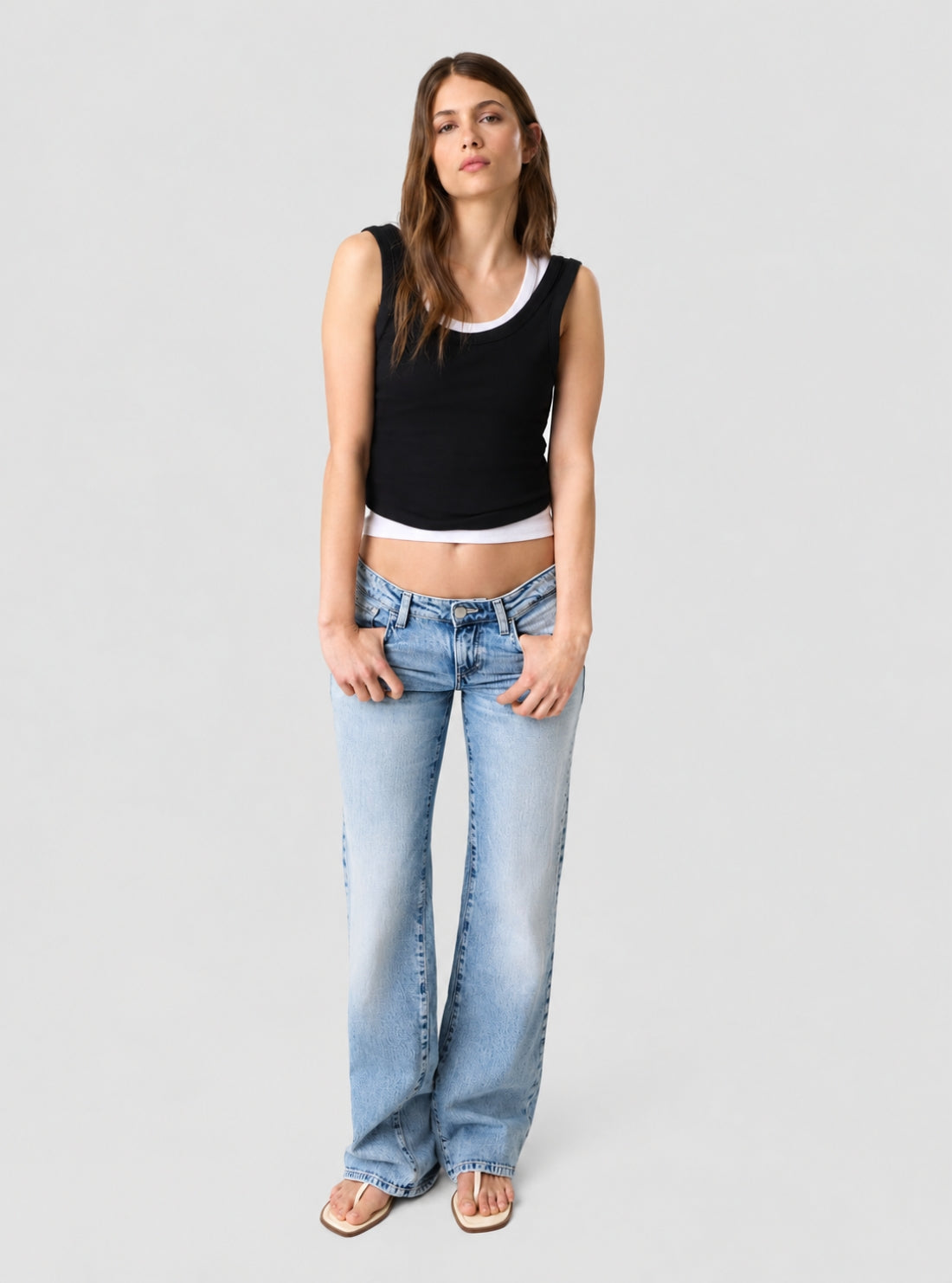 GUESS Womens Low Rise Slouchy Jeans in Light Wash W6RA1DD6833 Full View