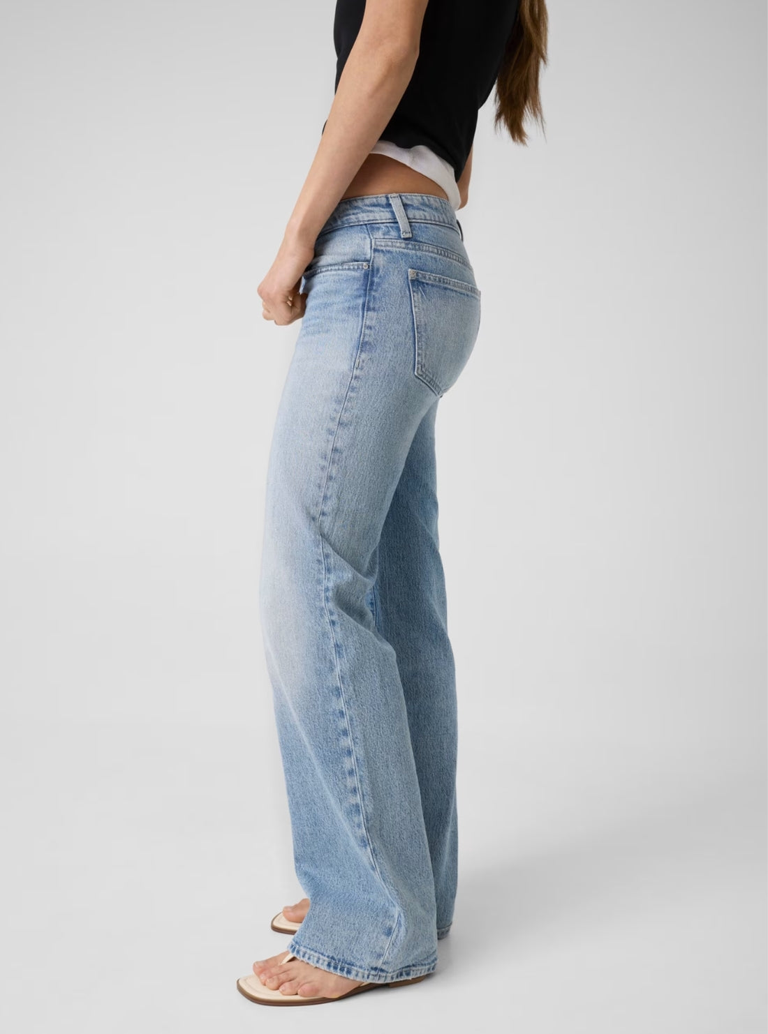 GUESS Womens Low Rise Slouchy Jeans in Light Wash W6RA1DD6833 Side View