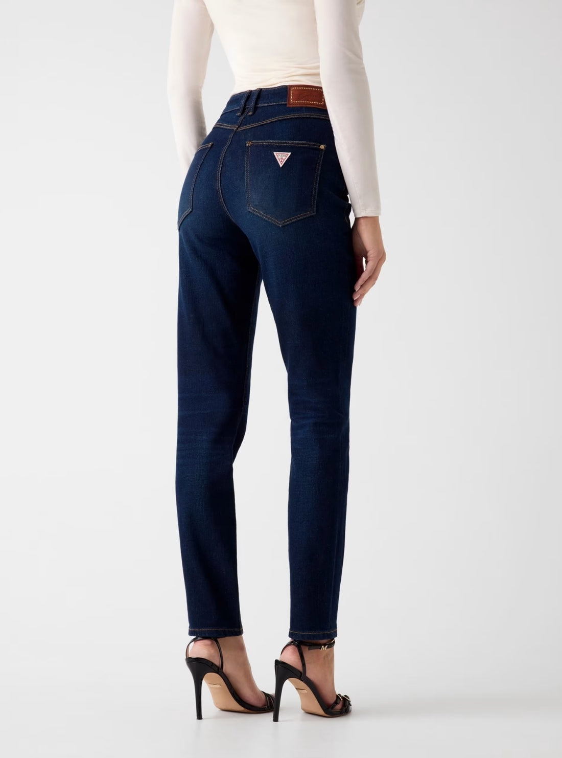 GUESS Womens High-Rise 1981 Button Jeans in Dark Wash W6RA28D6881 Back View