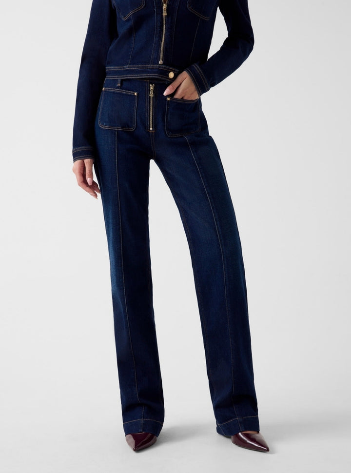 Mid-Rise Nicky High Zip Jeans in Dark Wash W6RA3FD6881 Front View