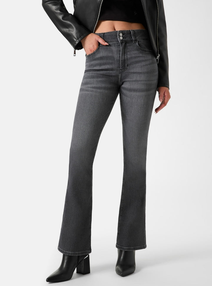 GUESS Womens Mid-Rise Sexy Flare Jeans in Grey Wash W6RA3ID6921 Front View