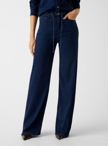 GUESS Womens Blue Blossom Wide Leg Lyocell Jeans W6RA3OD6980 Front View