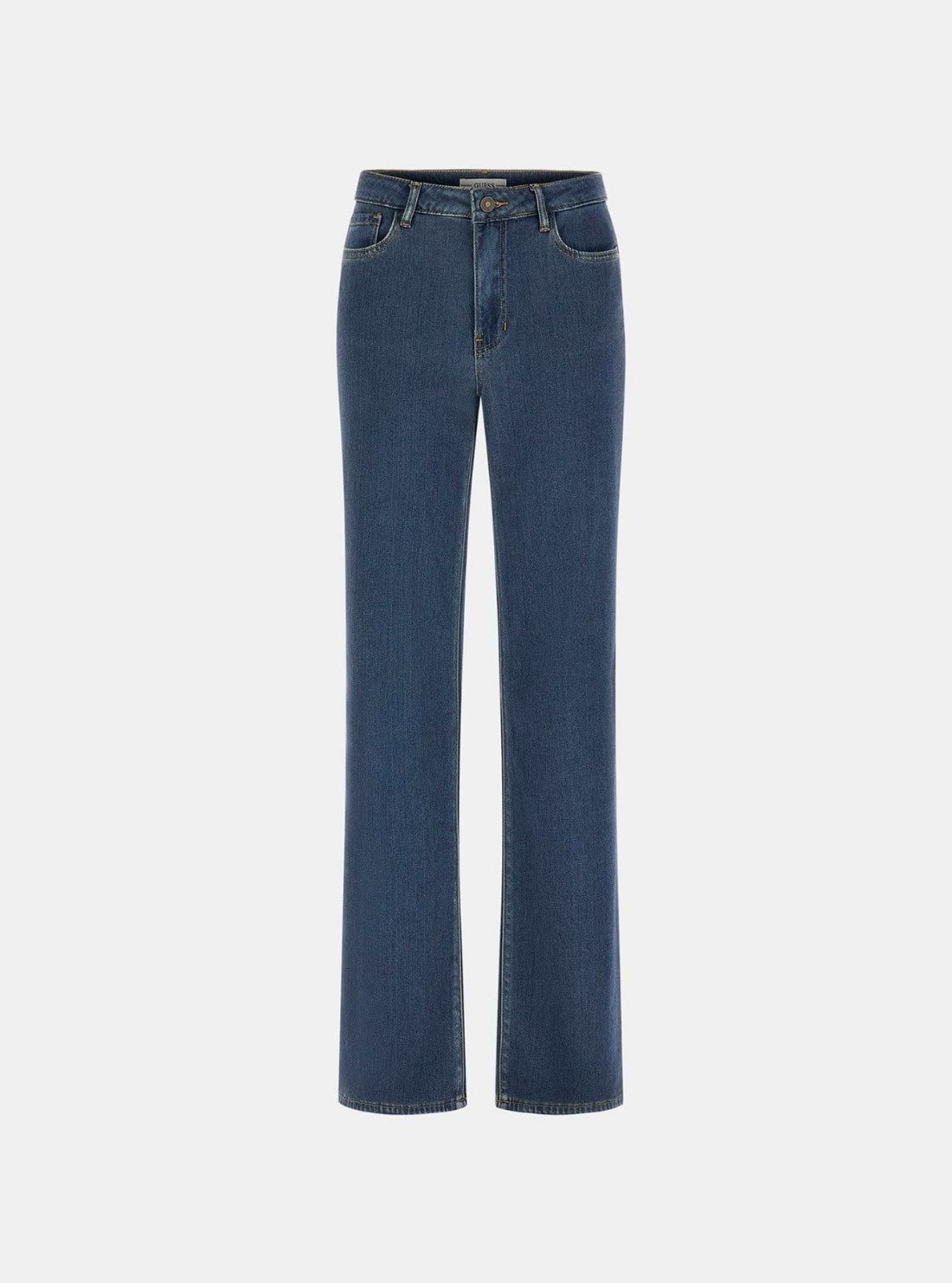 GUESS Womens Eco Mid Rise Slouchy Jeans in Medium Wash W6RA3WD6980 Flatlay