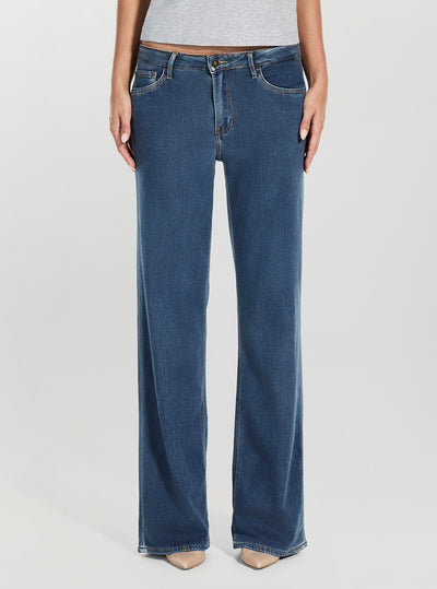 GUESS Womens Eco Mid Rise Slouchy Jeans in Medium Wash W6RA3WD6980 Front View