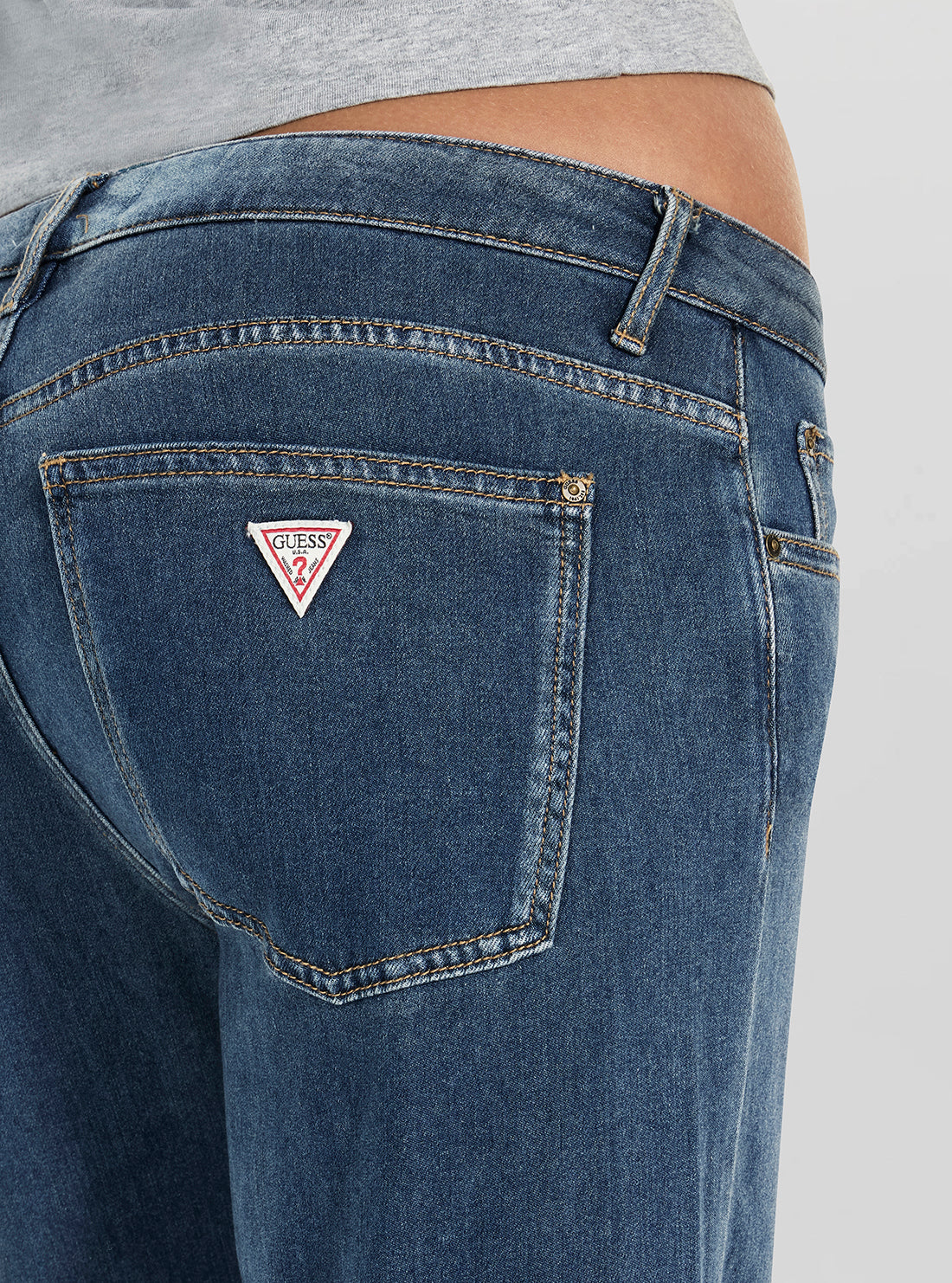 GUESS Womens Eco Mid Rise Slouchy Jeans in Medium Wash W6RA3WD6980 Detail View