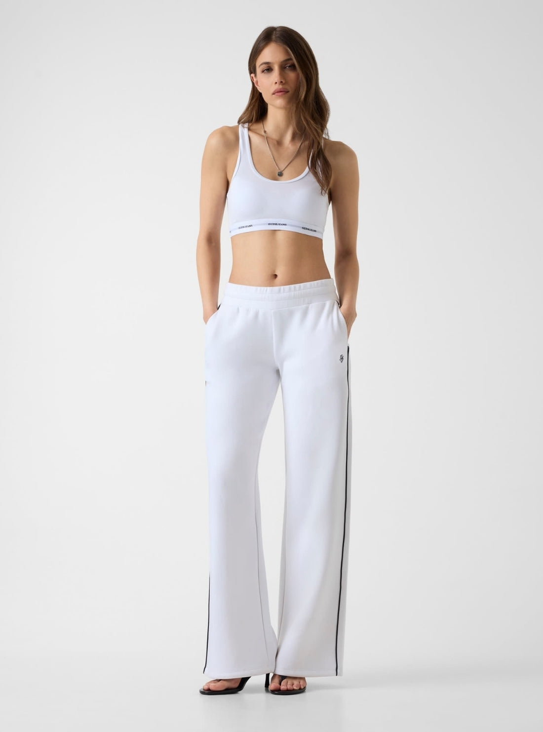 Guess Jeans White Scuba Track Pants W6RB43KD122 Full View