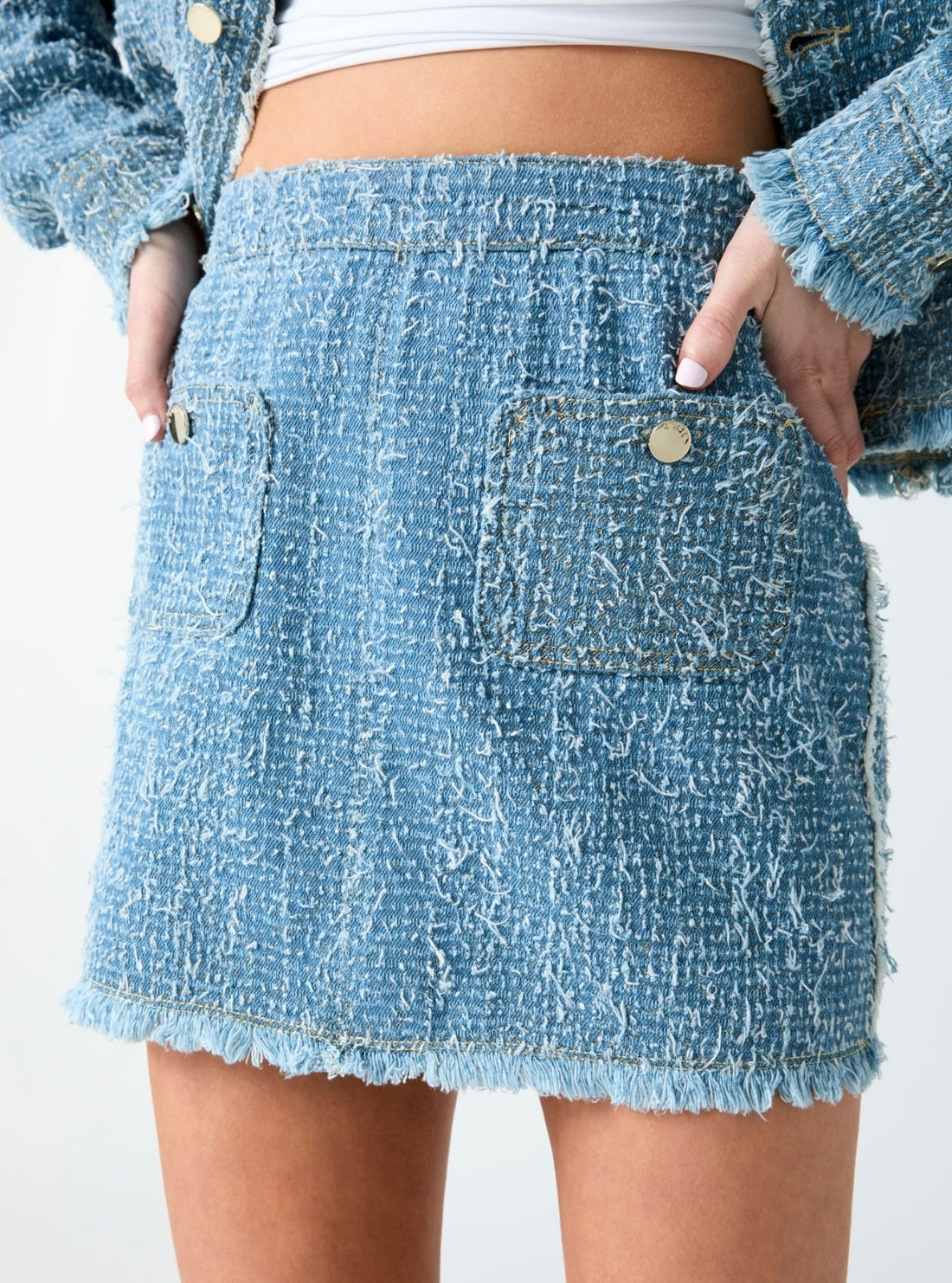 GUESS Womens Blue Juliette Tweed Skirt W6RD0CD6871 Detail View