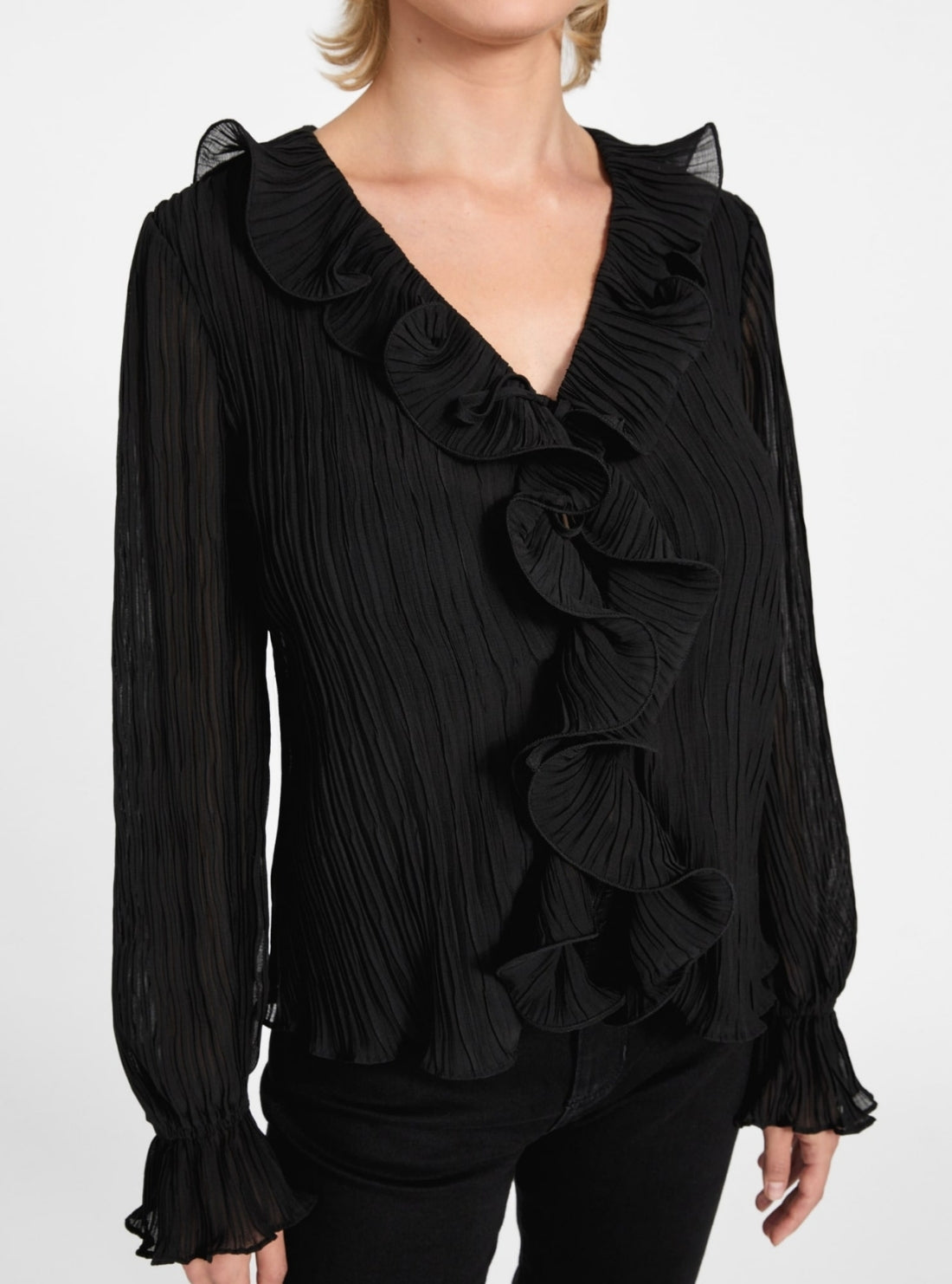 GUESS Womens Eco Black Faye Top W6RH31WI342 Detail View