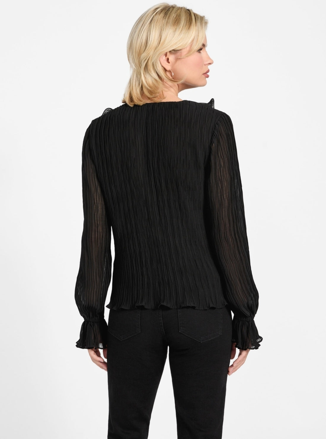 GUESS Womens Eco Black Faye Top W6RH31WI342 Back View