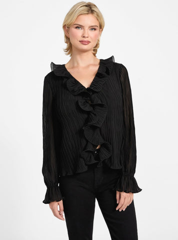 GUESS Womens Eco Black Faye Top W6RH31WI342 Front View