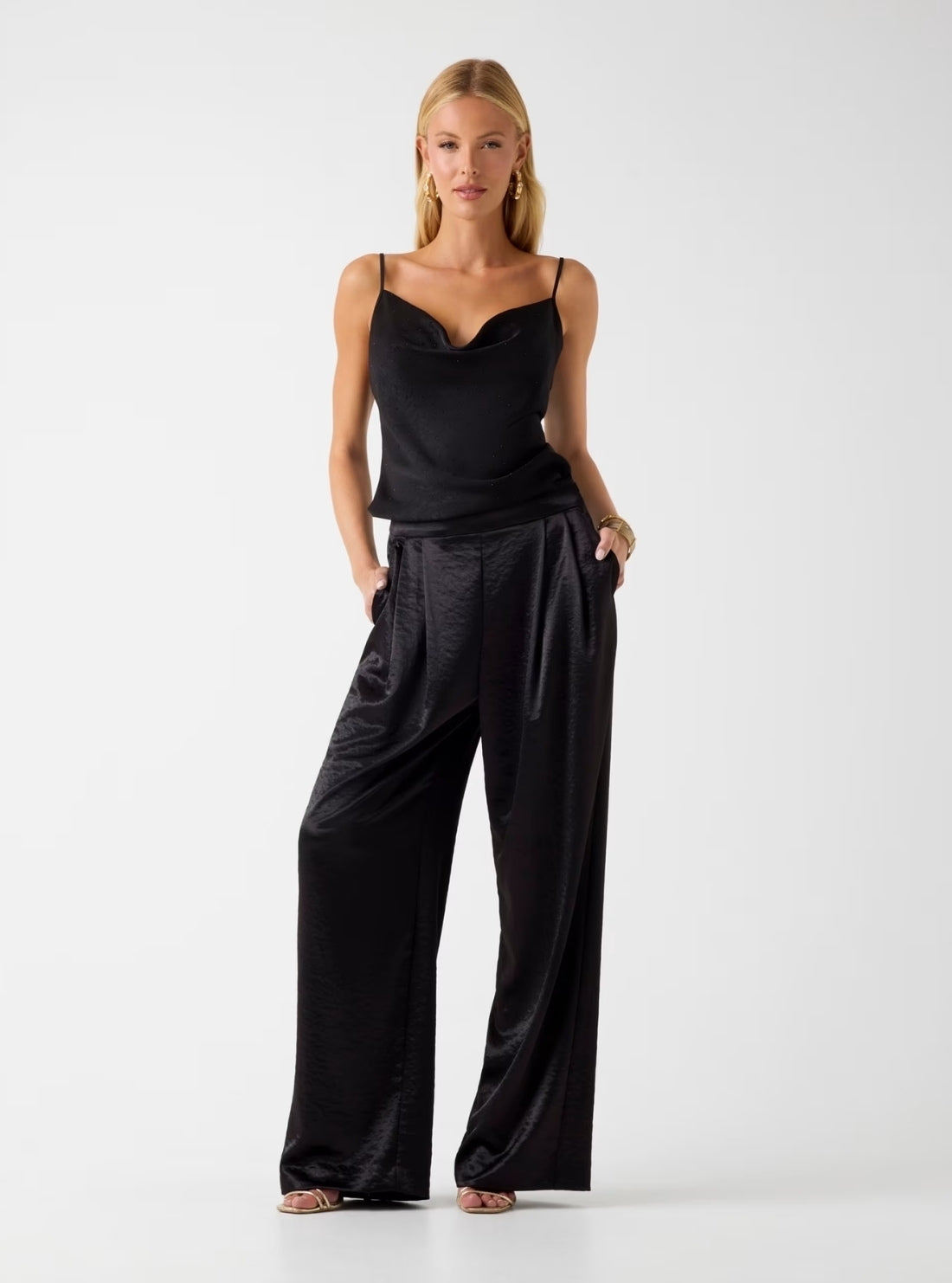 GUESS Womens Eco Black Mara Camisole Top W6RH55WJ732 Full View