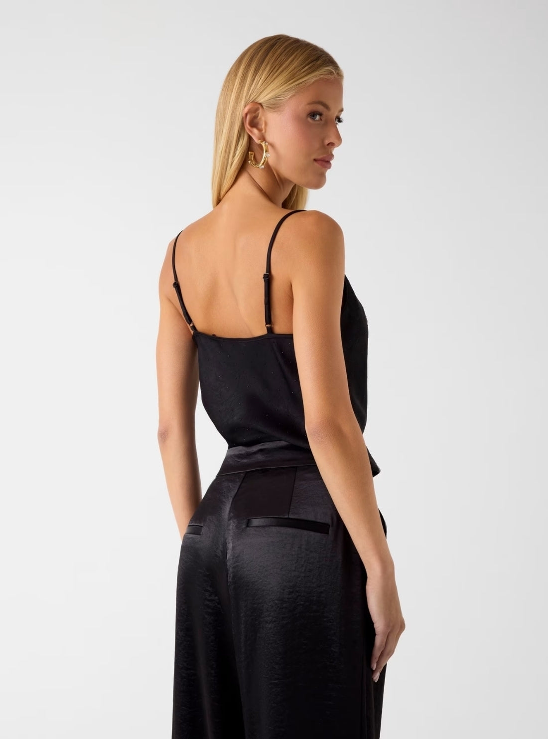 GUESS Womens Eco Black Mara Camisole Top W6RH55WJ732 Back View