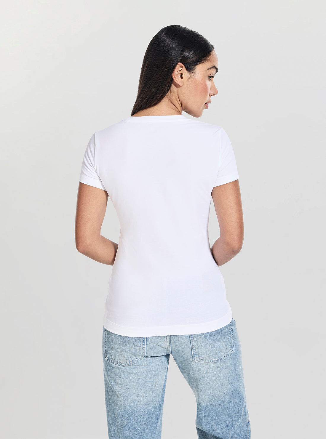 GUESS Womens White Script Logo T-Shirt W6RI24J1314 Back View