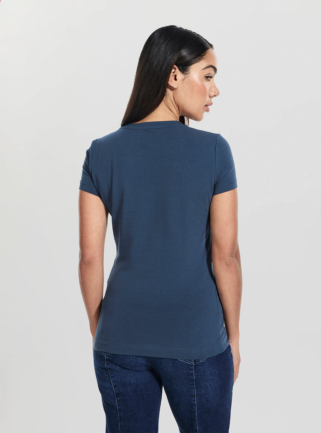 GUESS Womens Blue Script Logo T-Shirt W6RI24J1314 Back View