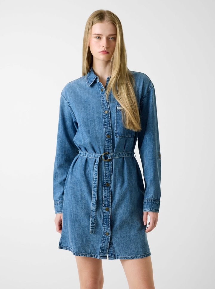 Guess Jeans Blue Denim Shirt Dress W6RK26D5M81 Front View