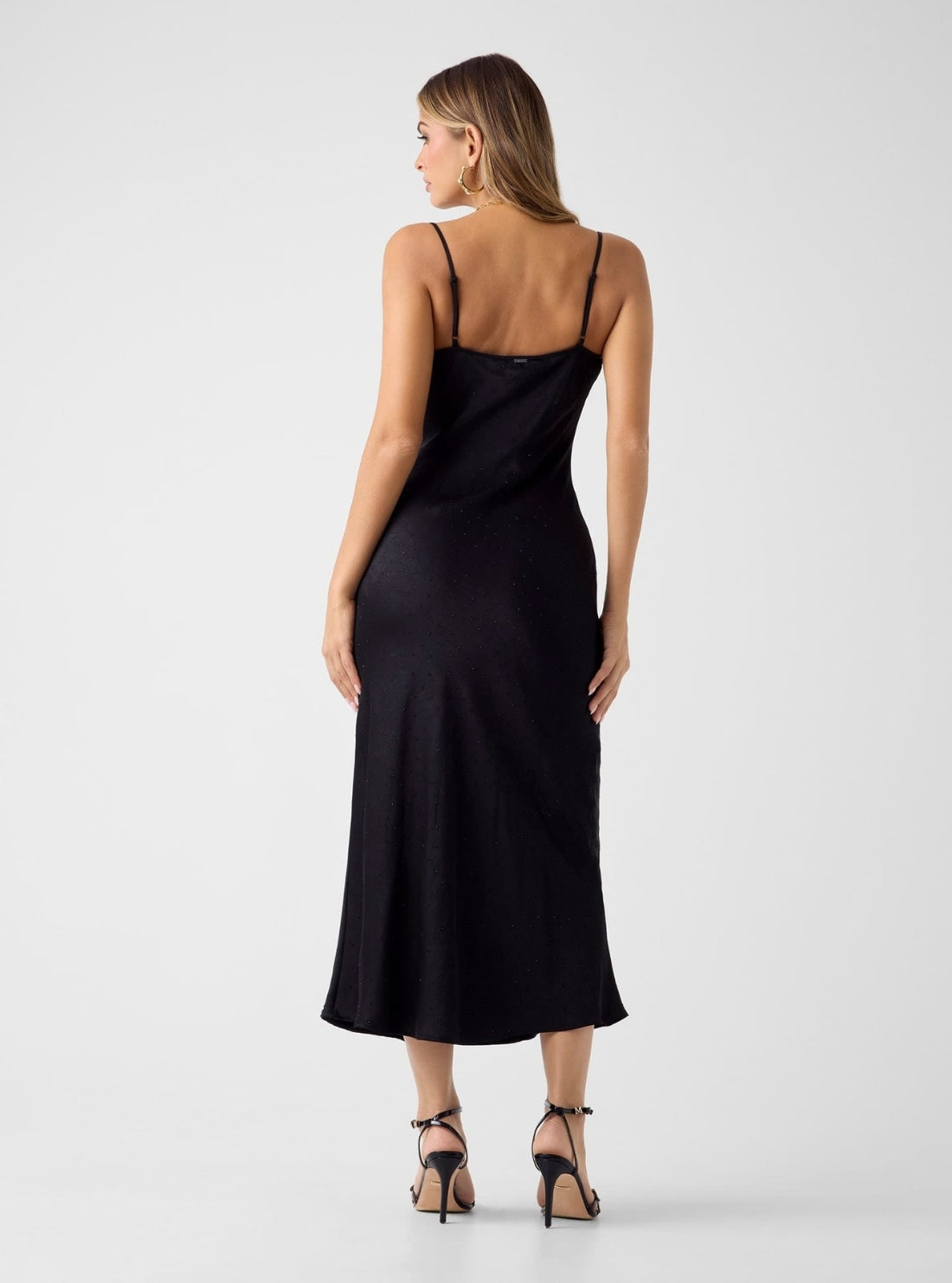 GUESS Womens Eco Black Akilina Rhinestones Dress W6RK50WJ732 Back View