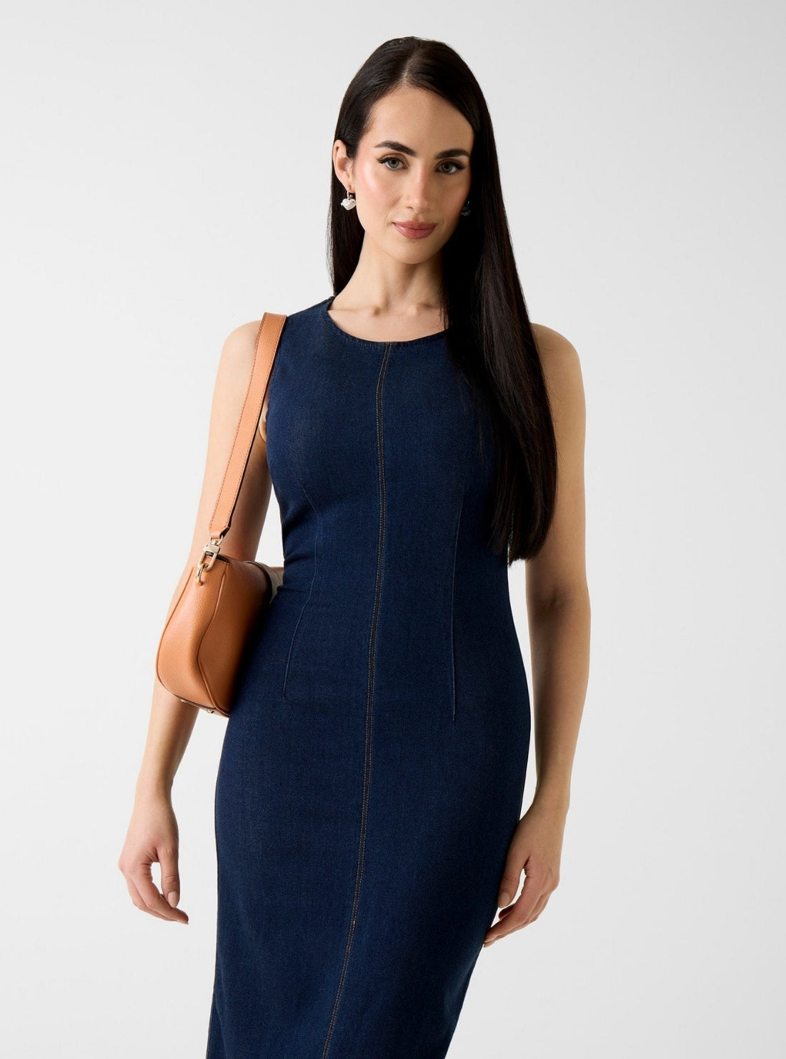 GUESS Womens Blue Dahlia Denim Midi Dress W6RK72D6980 Full View