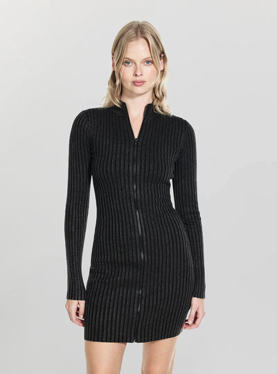 Guess Originals Black Washed Zipped Mini Dress W6RK85Z3JC2 Front View