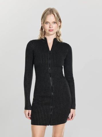 Guess Originals Black Washed Zipped Mini Dress W6RK85Z3JC2 Front View