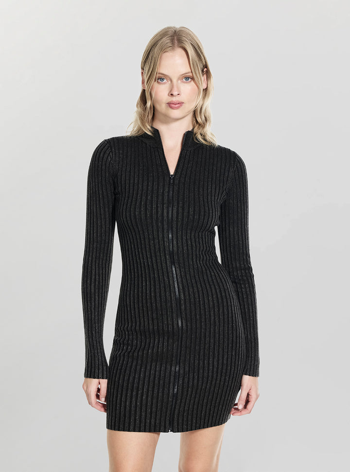 Guess Originals Black Washed Zipped Mini Dress W6RK85Z3JC2 Front View