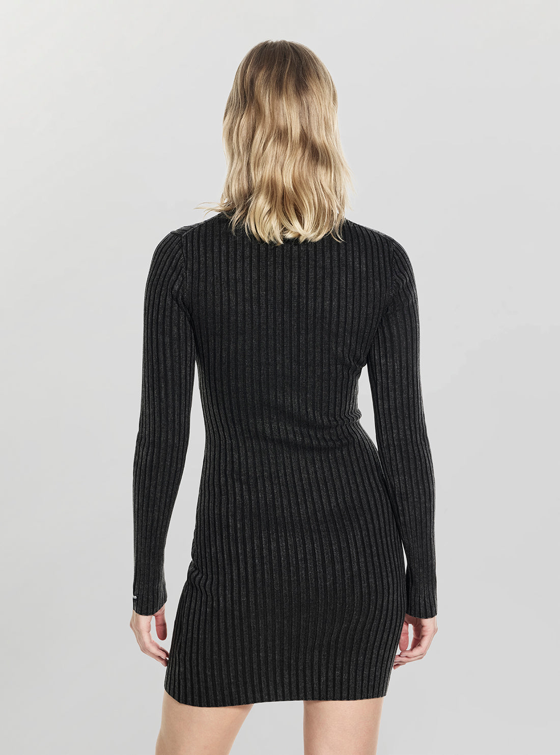 Black Washed Zipped Mini Dress
