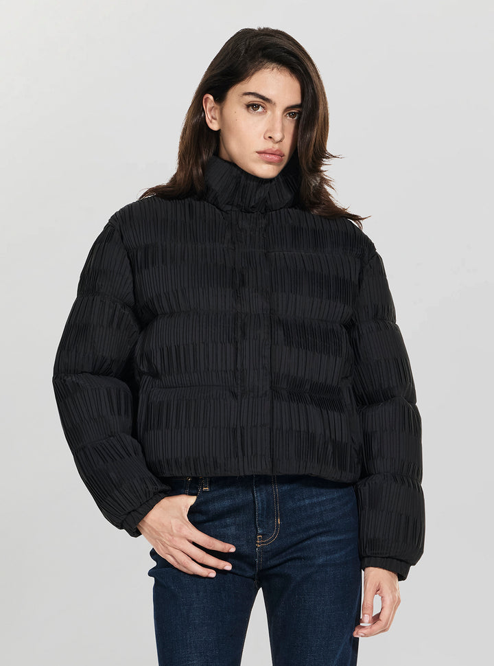 GUESS Womens Black Storm Nylon Puffer Jacket W6RL32WI840 Front View