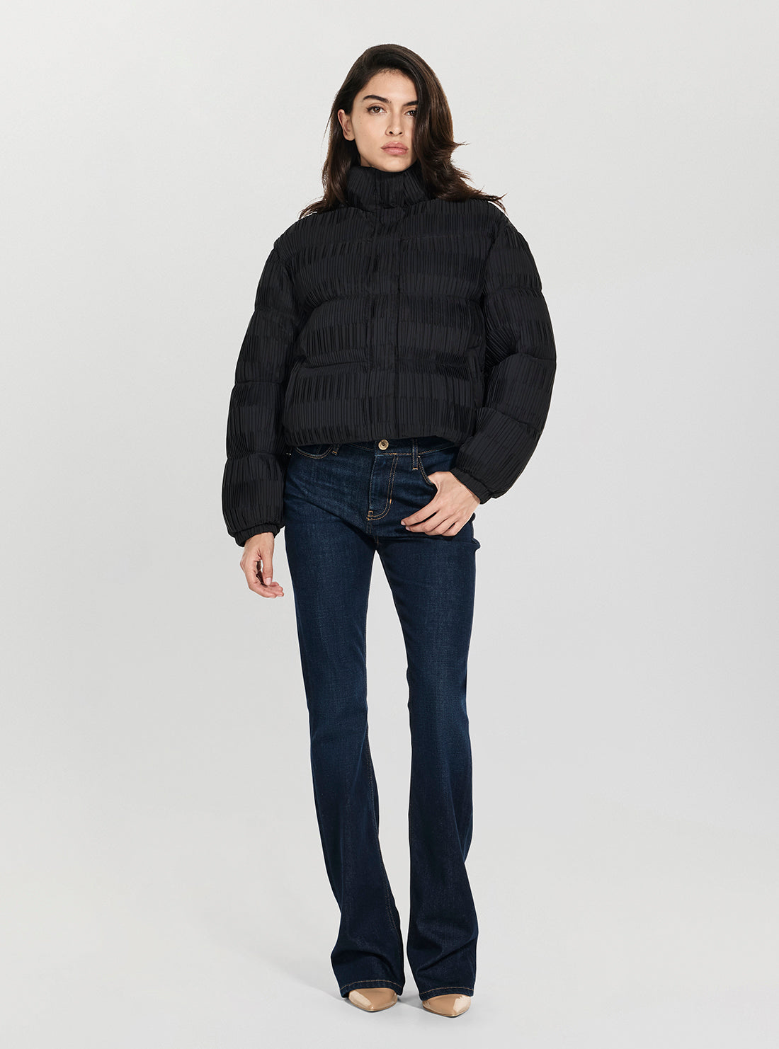 GUESS Womens Black Storm Nylon Puffer Jacket W6RL32WI840 Full View