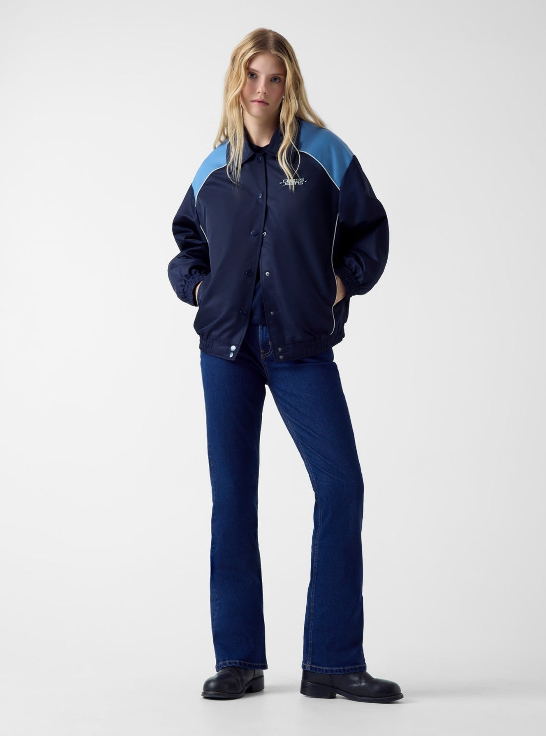 Guess Jeans Blue Heritage Windbreaker W6RL35WHAA2 Full View