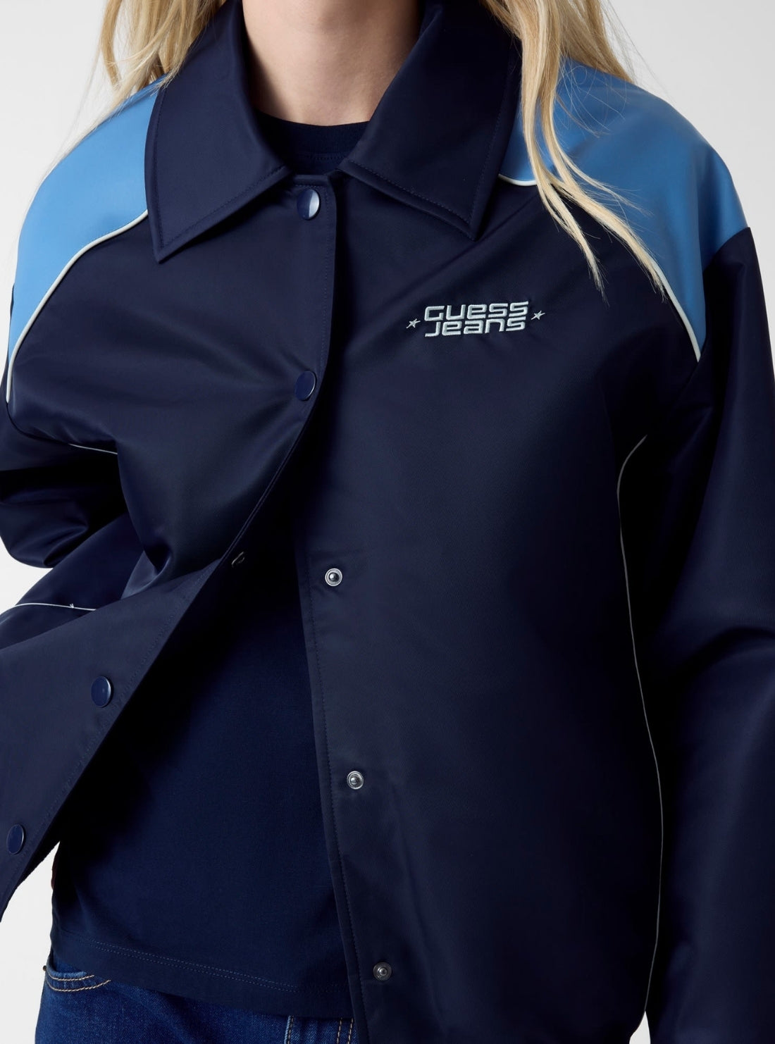 Guess Jeans Blue Heritage Windbreaker W6RL35WHAA2 Detail View