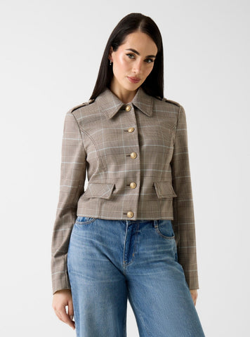 GUESS Womens Multi Geraldine Checked Jacket W6RL55WL442 Front View