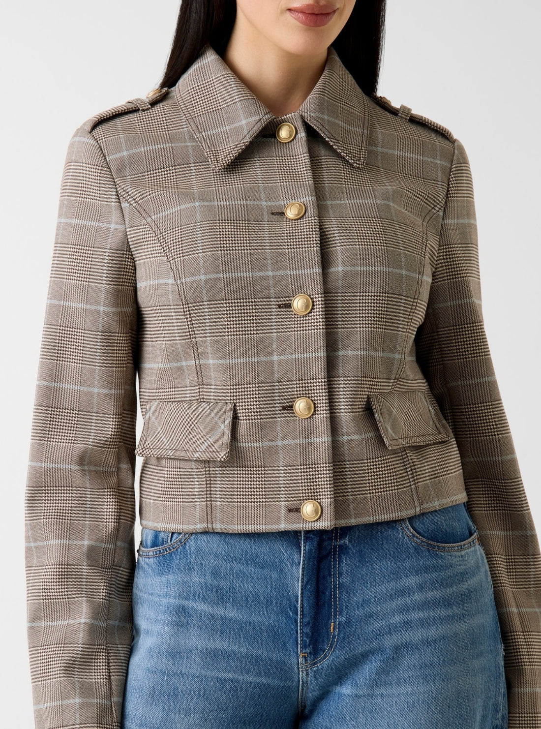 GUESS Womens Multi Geraldine Checked Jacket W6RL55WL442 Detail View