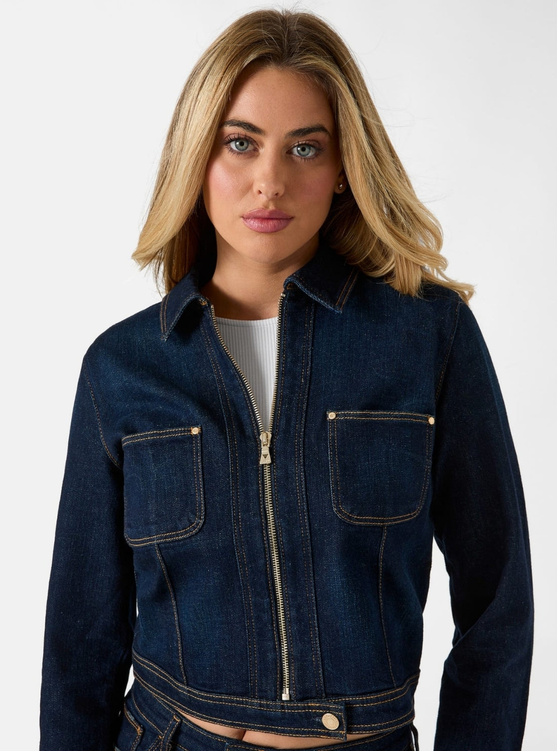 GUESS Womens Blue Amelie Denim Jacket W6RN76D6881 Detail View
