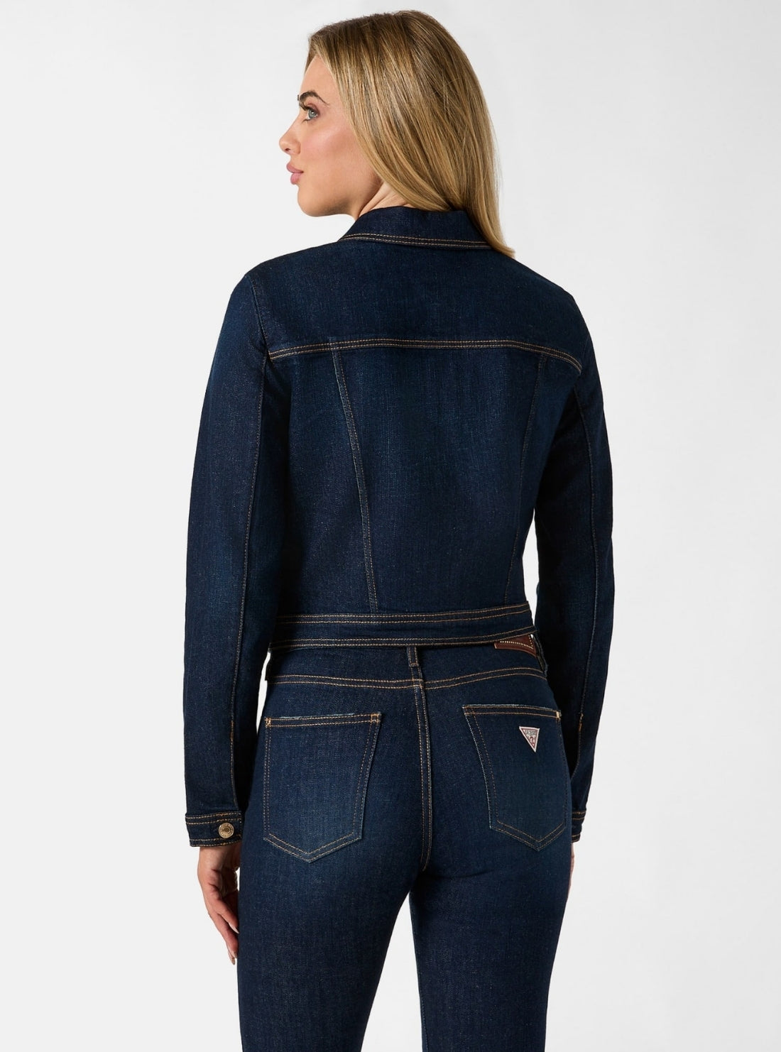 GUESS Womens Blue Amelie Denim Jacket W6RN76D6881 Back View