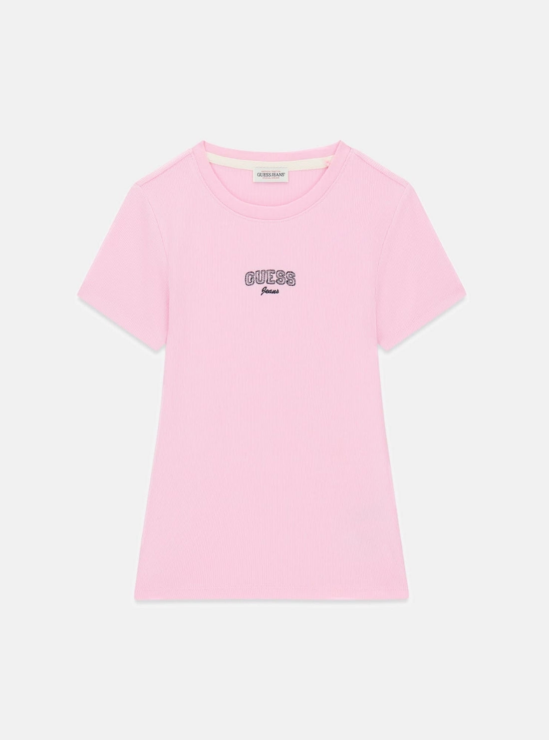 Guess Jeans Pink Embroidered T-Shirt W6RP21KA0H1 Flatlay