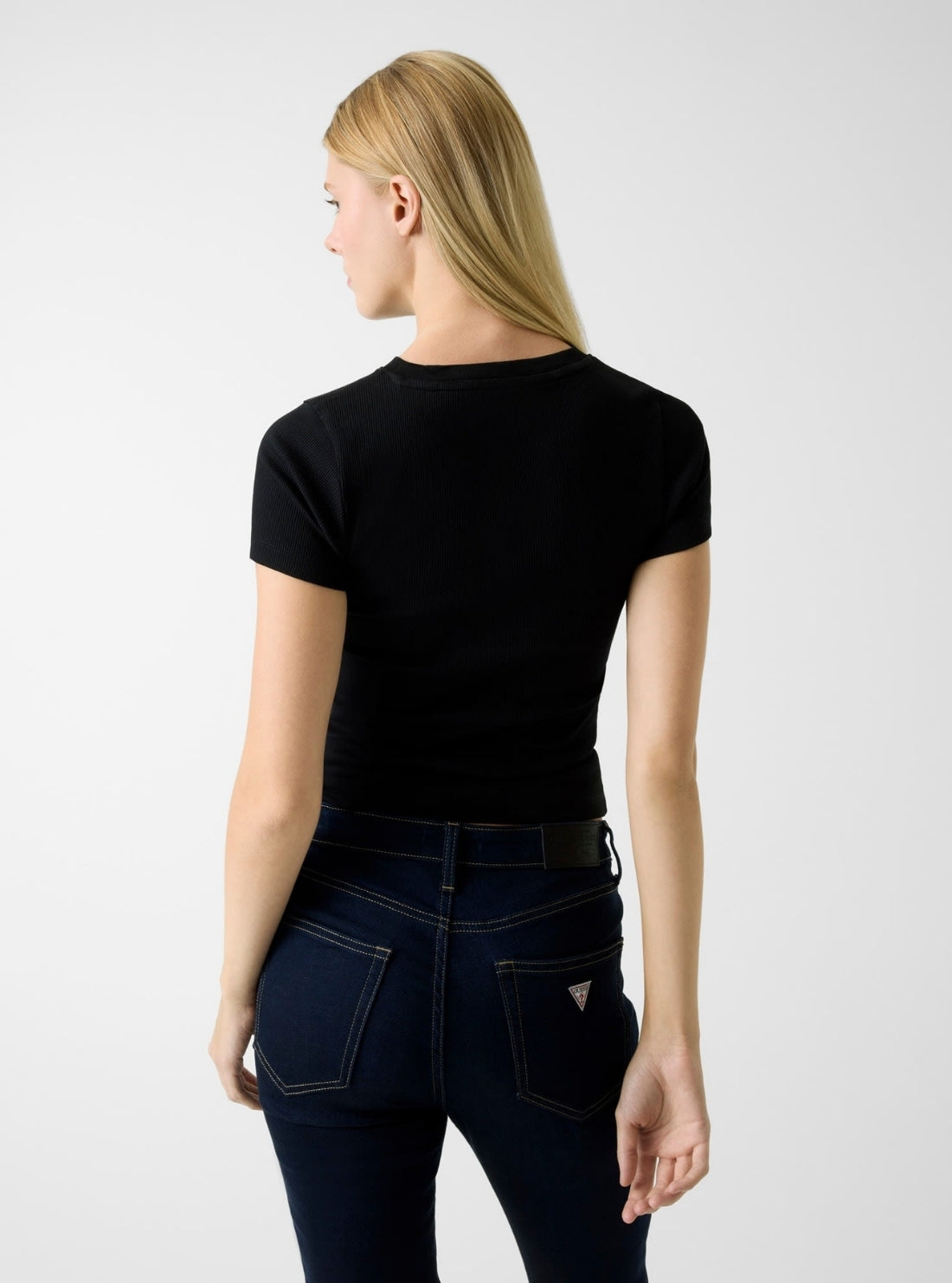 Guess Jeans Black Embroidered T-Shirt W6RP21KA0H1 Back View