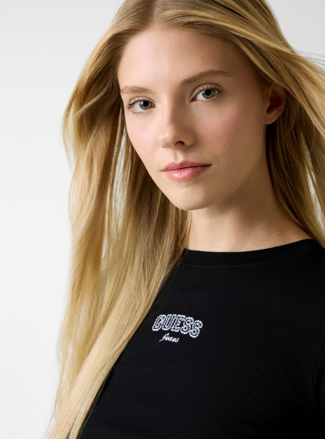 Guess Jeans Black Embroidered T-Shirt W6RP21KA0H1 Detail View
