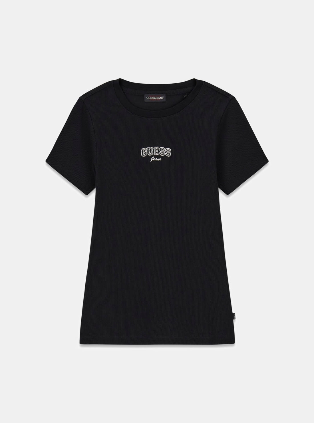 Guess Jeans Black Embroidered T-Shirt W6RP21KA0H1 Flatlay