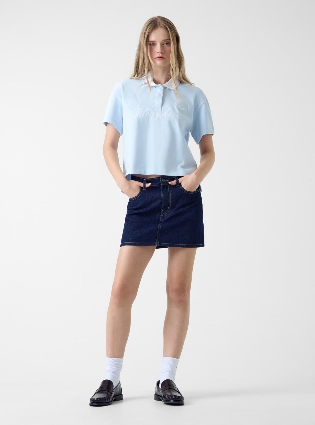 Guess Jeans Blue Oversize Fit Rugby Shirt W6RP32KCPS1 Full View