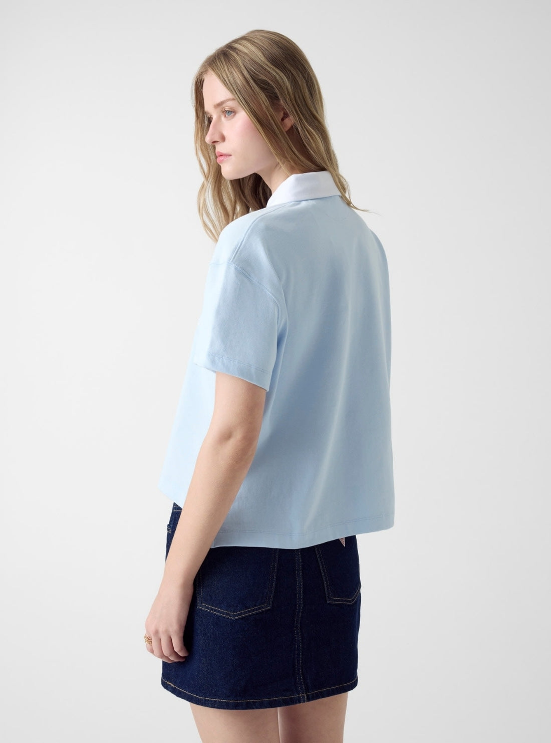 Guess Jeans Blue Oversize Fit Rugby Shirt W6RP32KCPS1 Back View