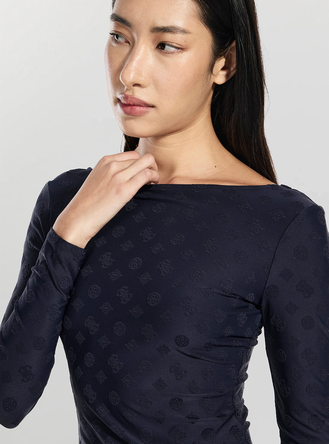 GUESS Womens Blue Logo Nadene Scoop Back Top W6RP46KA660 Detail View