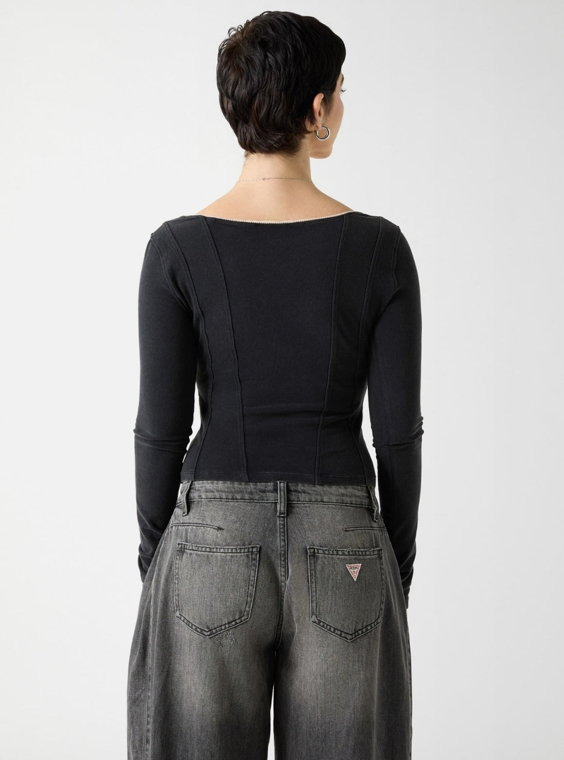 Guess Originals Black Corset Top W6RP47KCBF1 Back VIew