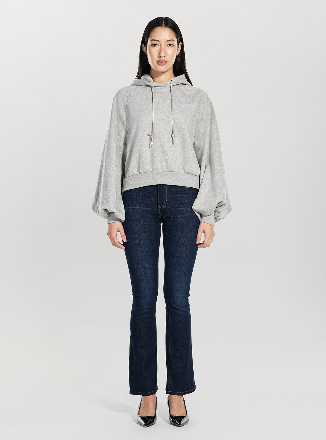 GUESS Womens Grey Krystal Hooded Sweatshirt W6RQ11KB681 Full View