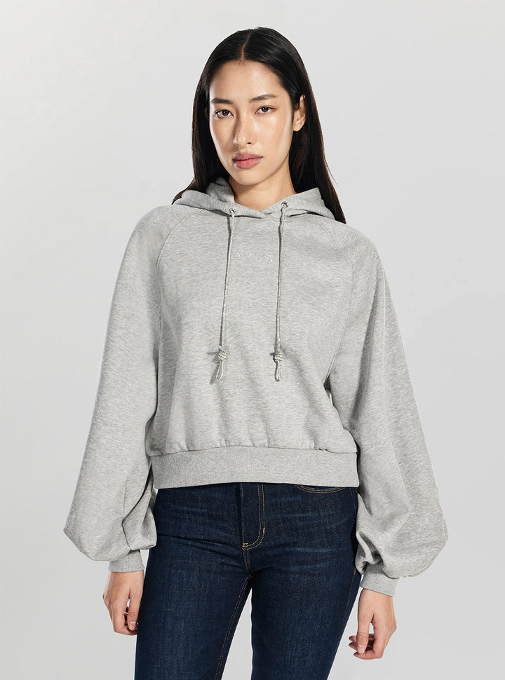 GUESS Womens Grey Krystal Hooded Sweatshirt W6RQ11KB681 Front View
