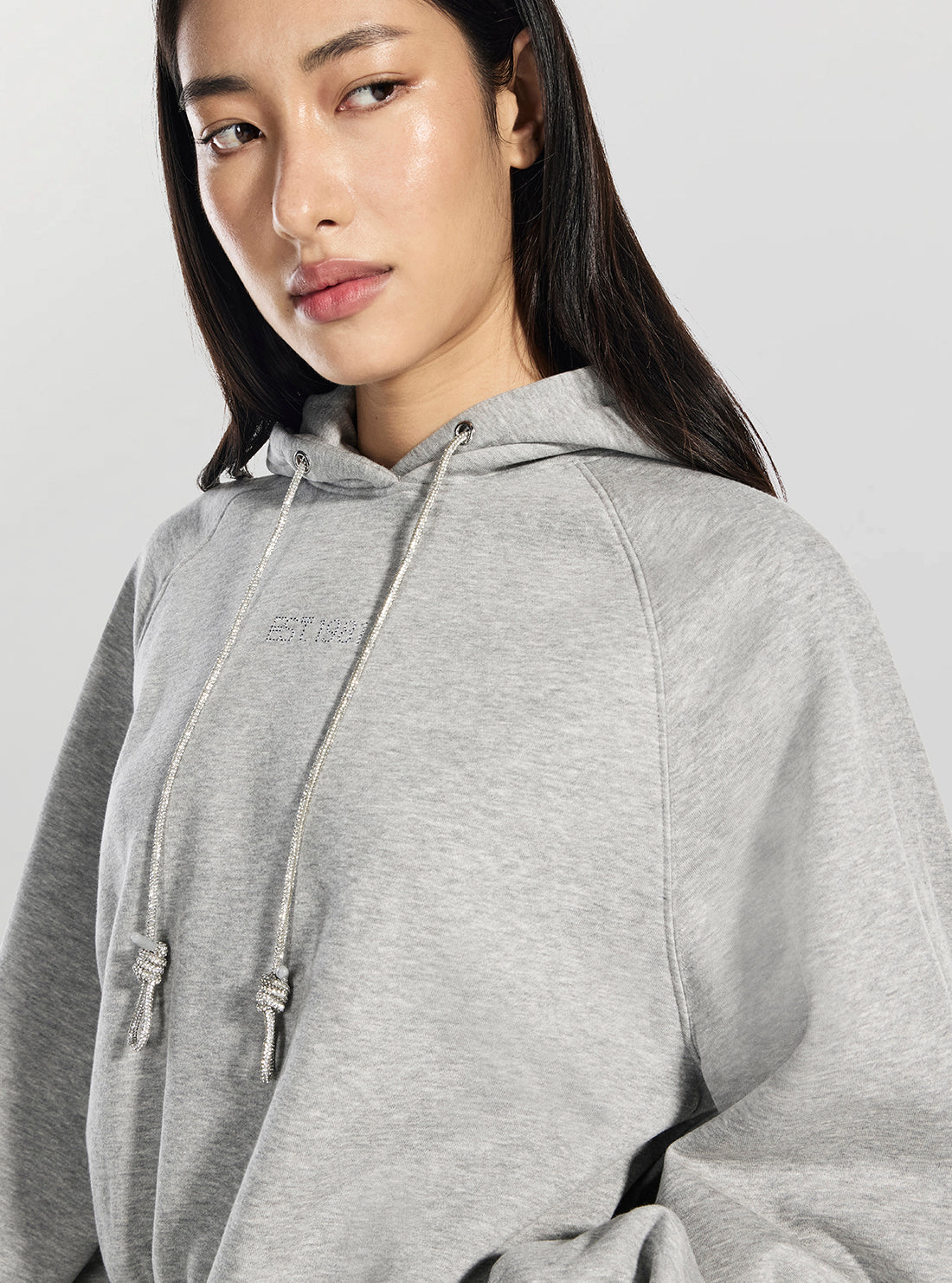 GUESS Womens Grey Krystal Hooded Sweatshirt W6RQ11KB681 Detail View