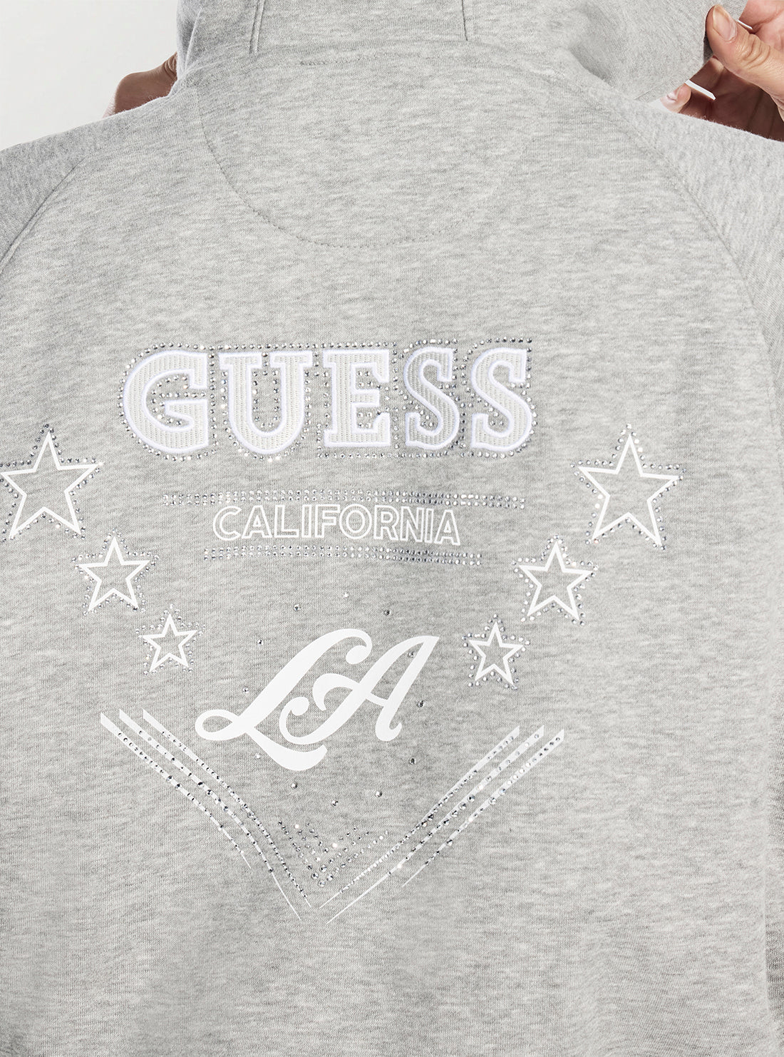 GUESS Womens Grey Krystal Hooded Sweatshirt W6RQ11KB681 Detail View