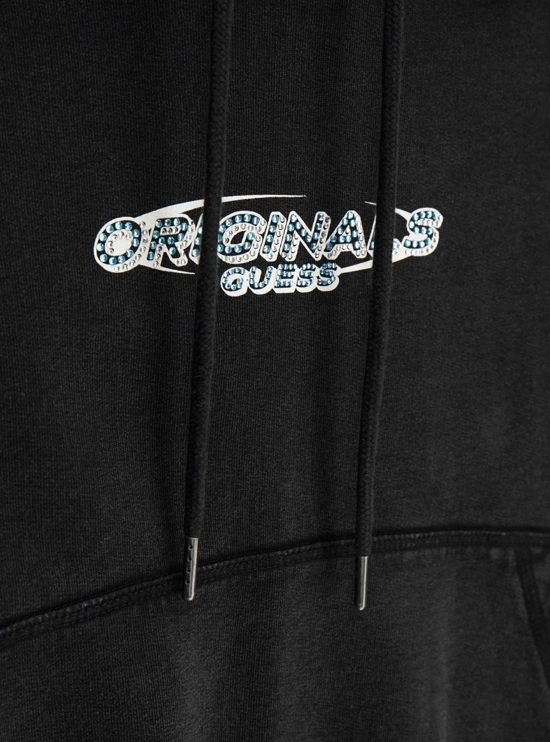 Guess Originals Black Bubble Hem Hoodie Sweatshirt W6RQ27K68I4 Detail View_2