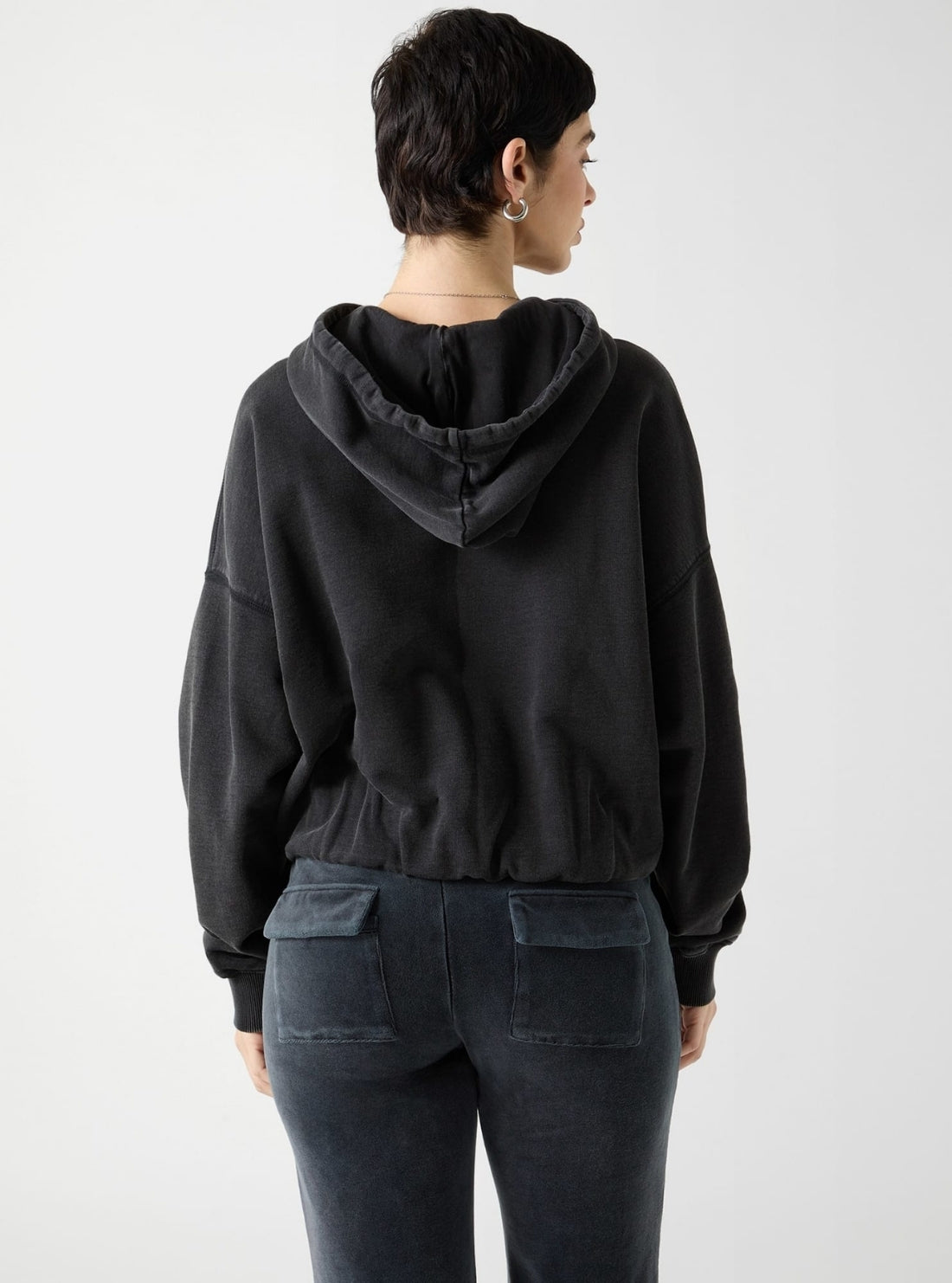 Guess Originals Black Bubble Hem Hoodie Sweatshirt W6RQ27K68I4 Back View
