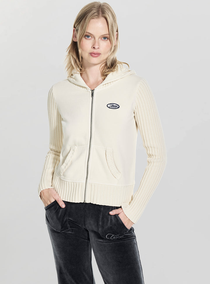 Guess Originals Eco Beige Zip Hoodie W6RQ28KD651 Front View