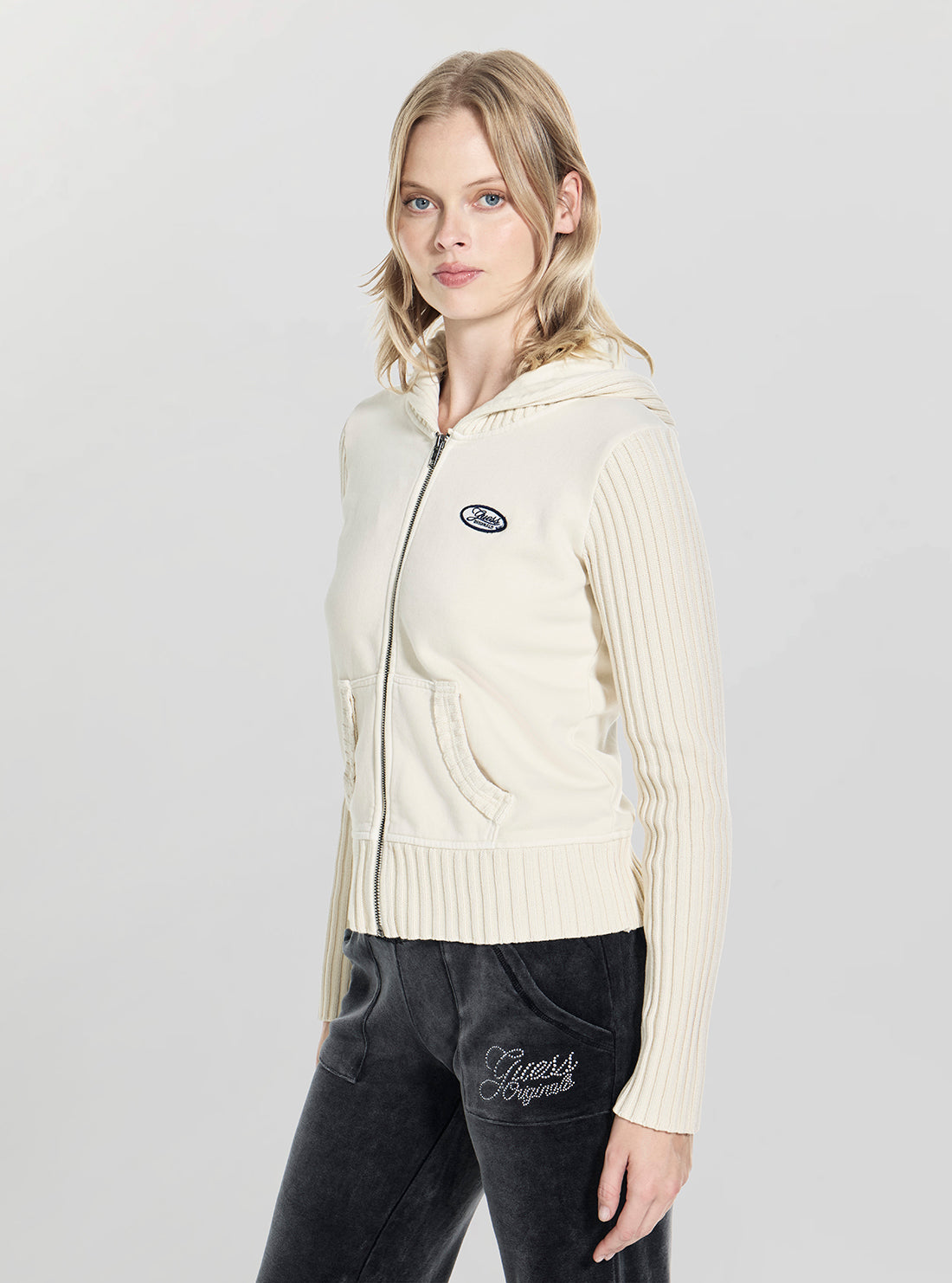 Guess Originals Eco Beige Zip Hoodie W6RQ28KD651 Side View